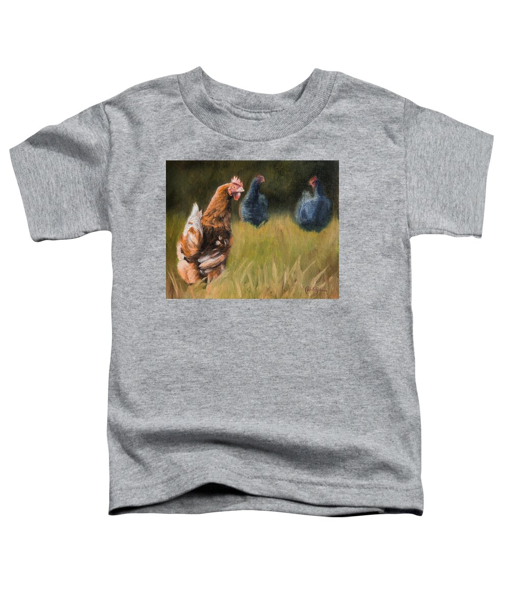 Chickens Toddler T-Shirt featuring the painting Chickens by Kirsty Rebecca