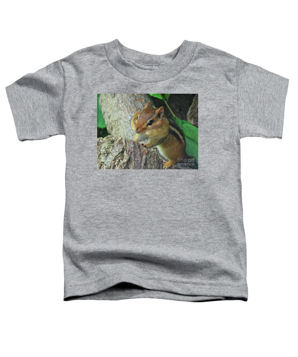 Chipmunk Toddler T-Shirt featuring the photograph Chubby Cheeked Chipmunk by Diana Rajala