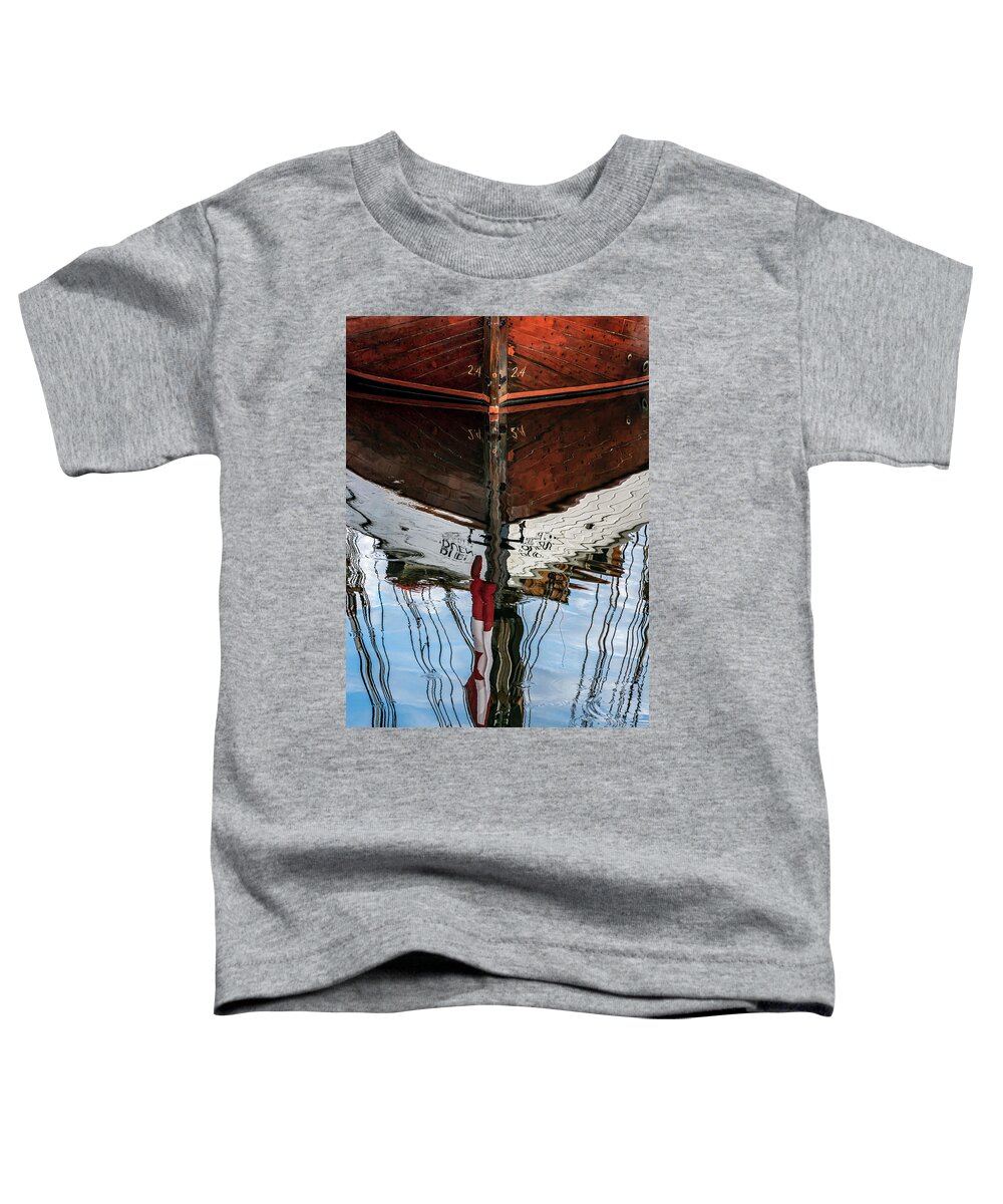 Wooden Boat Toddler T-Shirt featuring the photograph Classic Reflection by Carl Amoth