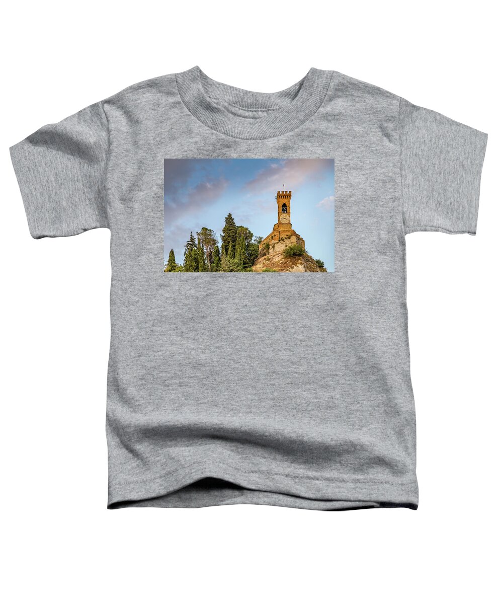 Emilia Toddler T-Shirt featuring the photograph Clock Tower Of Medieval Village by Vivida Photo PC