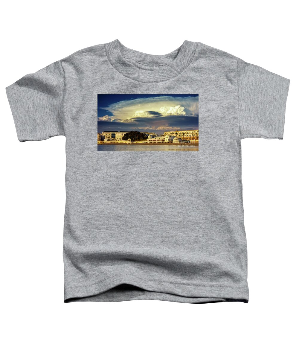 Famous Toddler T-Shirt featuring the photograph Cloudy Sky over La Caleta Spa Cadiz by Pablo Avanzini