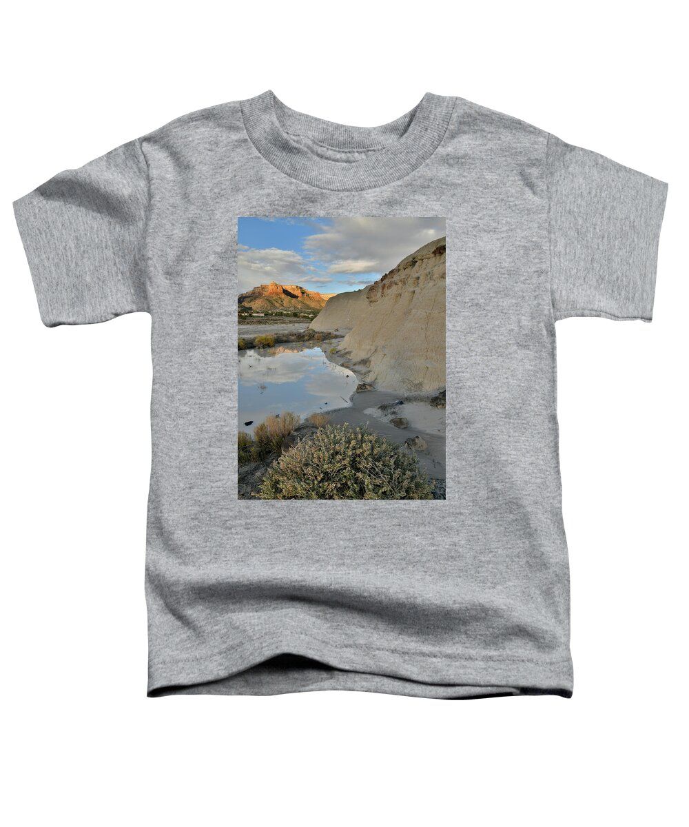 Grand Junction Toddler T-Shirt featuring the photograph Colorado National Monument at Sunrise Reflected in Bentonite Pool by Ray Mathis