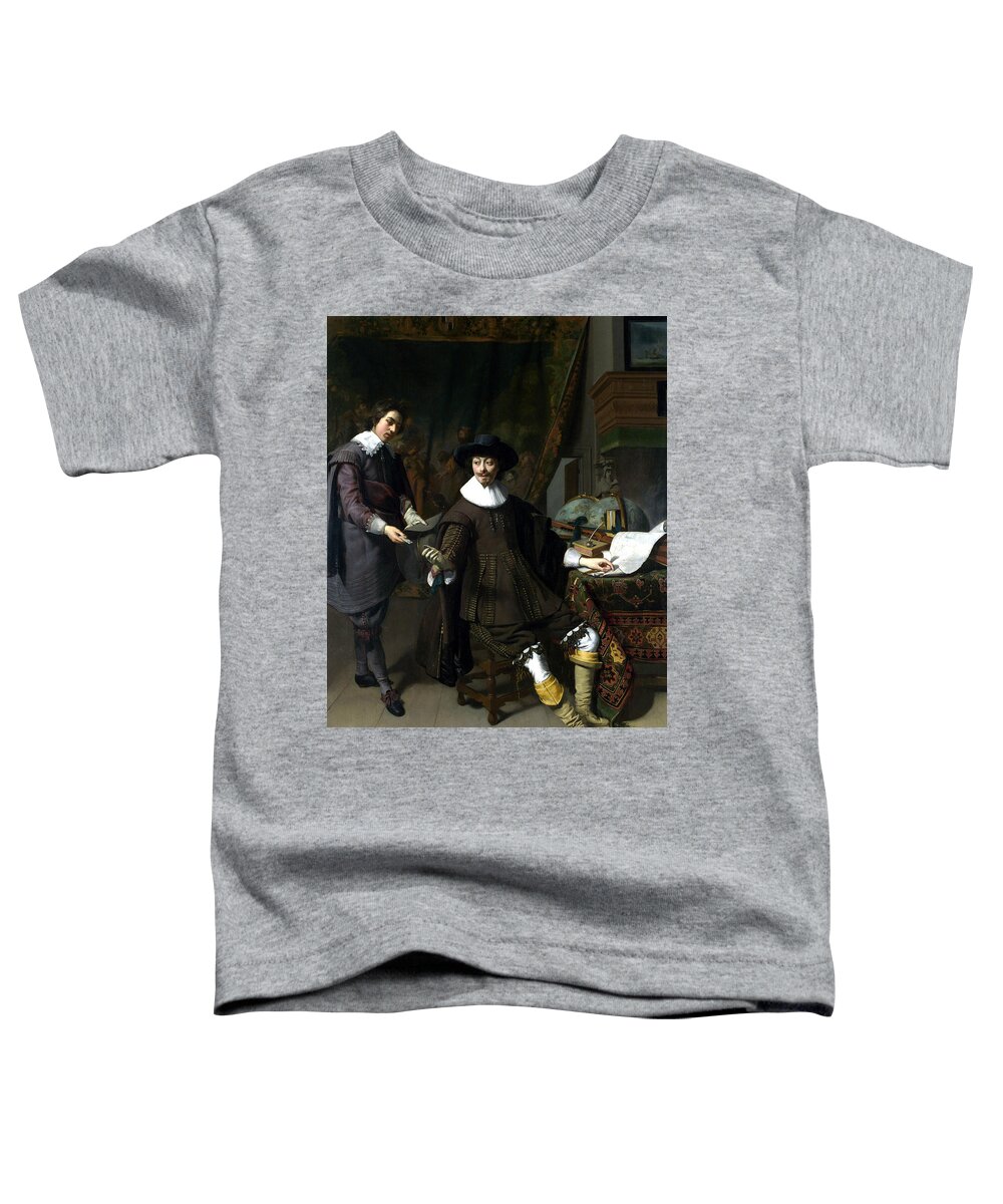 17th Century Art Toddler T-Shirt featuring the painting Constantijn Huygens and his Clerk by Thomas de Keyser