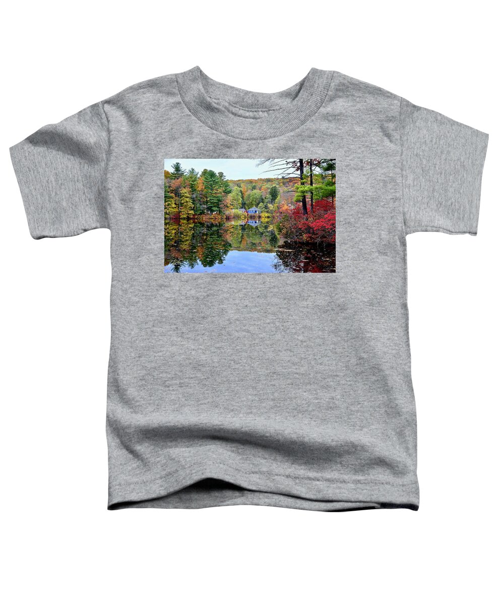 Cook's Pond Toddler T-Shirt featuring the photograph Cook's Pond in Autumn by Monika Salvan