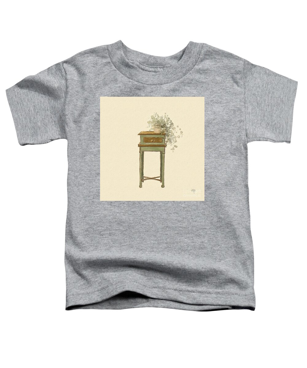 Table Toddler T-Shirt featuring the digital art Cottage Style With Ivy by Lois Bryan