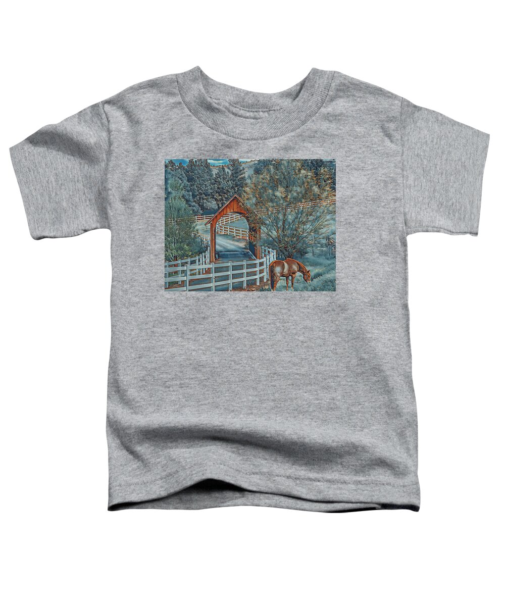 Horse Toddler T-Shirt featuring the digital art Country Scene by Jerry Cahill