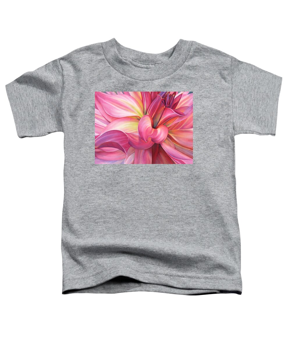 Dahlia Toddler T-Shirt featuring the painting Dahlia Darling by Sandy Haight