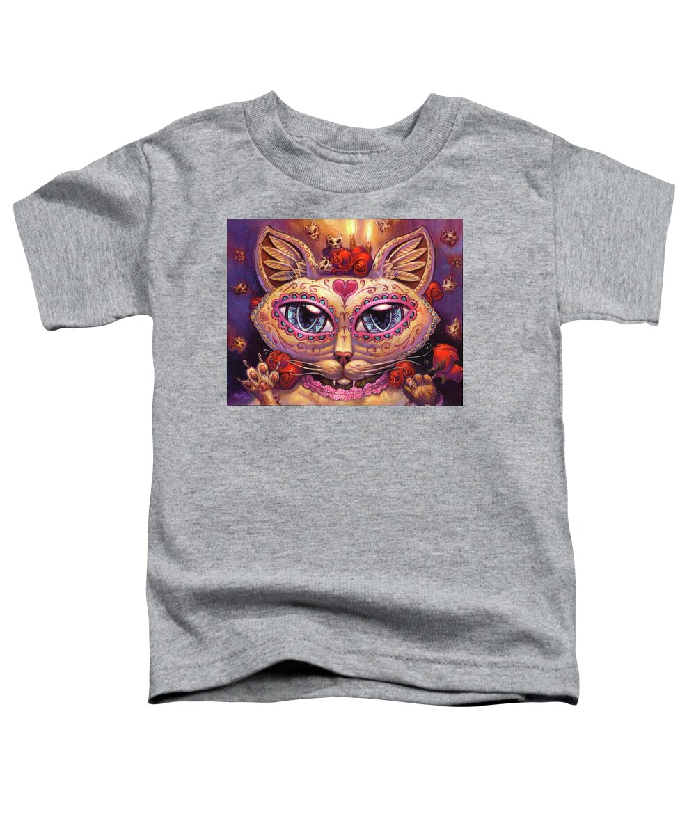 Jeff Haynie Toddler T-Shirt featuring the painting Day of the Dead Cat by Jeff Haynie