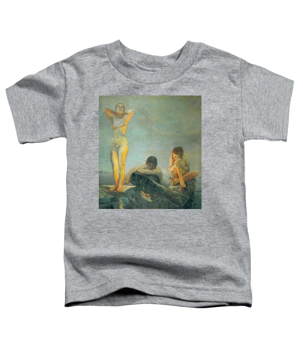 Max Klinger Toddler T-Shirt featuring the painting Die blaue Stunde-The Blue Hour Oil on canvas, 191,5 x 176 cm. by Max Klinger -1857-1920-
