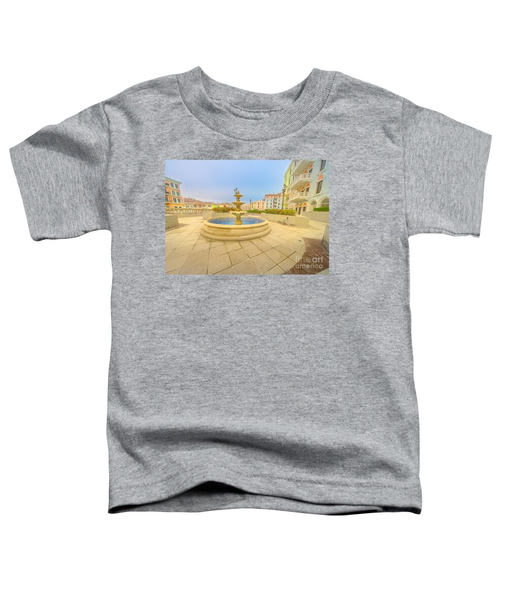 Doha Toddler T-Shirt featuring the photograph Doha Qanat Quartier Fountain by Benny Marty