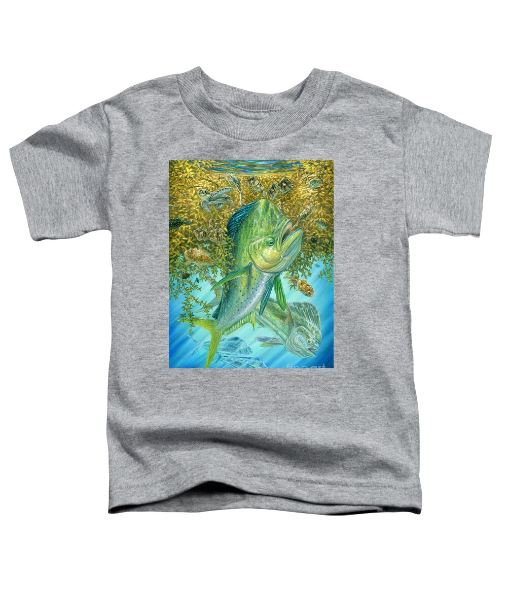 Mahi Mahi Toddler T-Shirt featuring the painting Dorados Hunting In Sargassum by Terry Fox