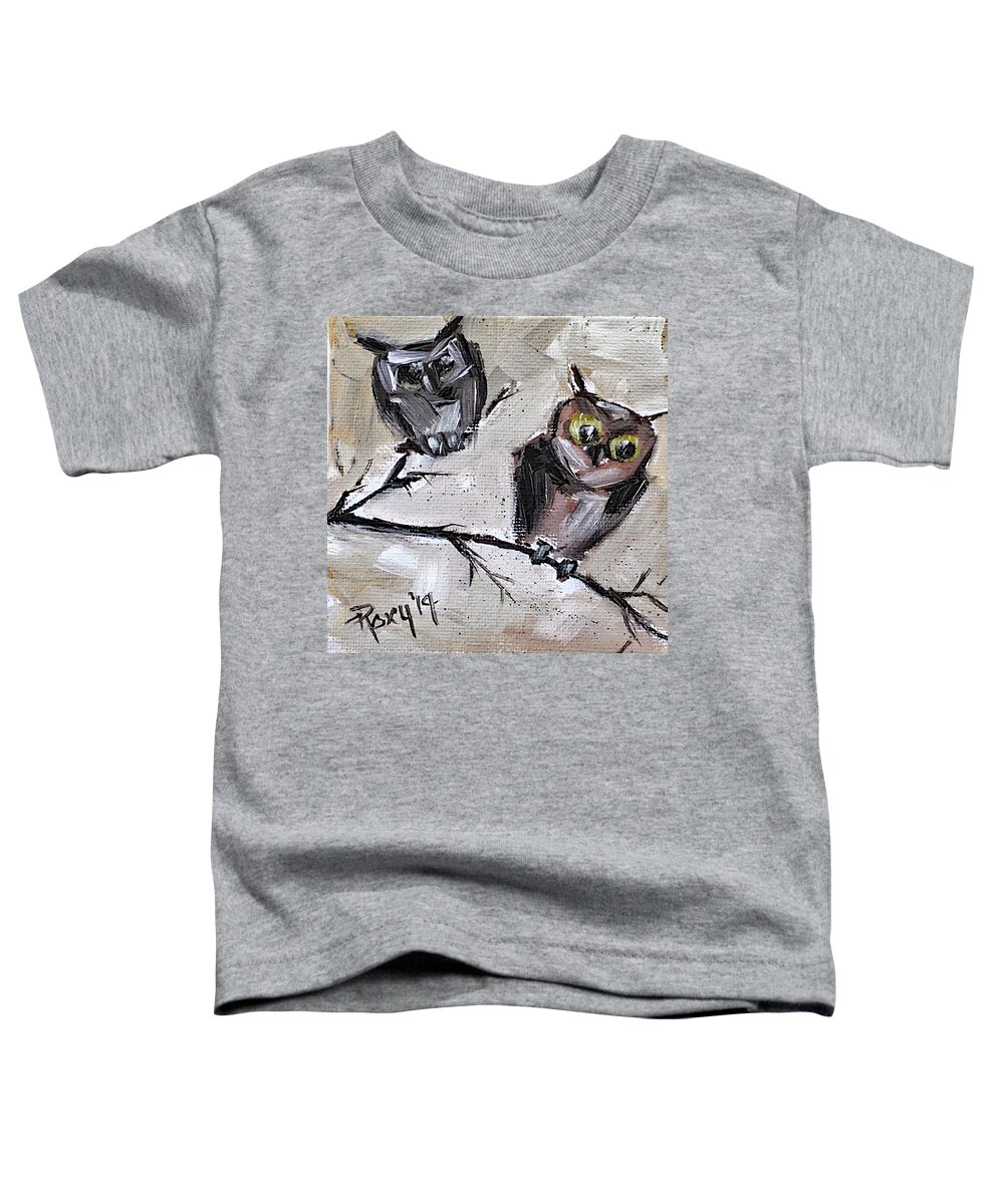 Owl Toddler T-Shirt featuring the painting Double Trouble by Roxy Rich