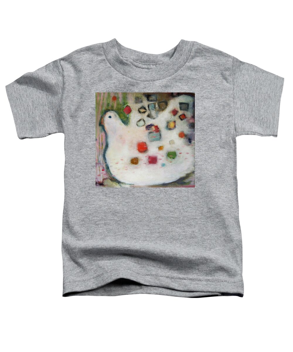 Hen Toddler T-Shirt featuring the painting Dreaming Hen by Janet Zoya