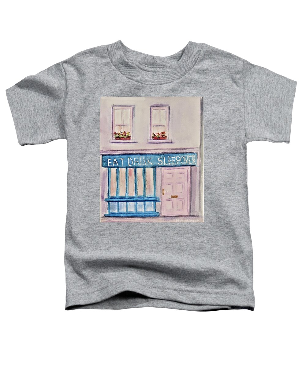 Pub Toddler T-Shirt featuring the painting Eat Drink Sleepover by Laurie Morgan