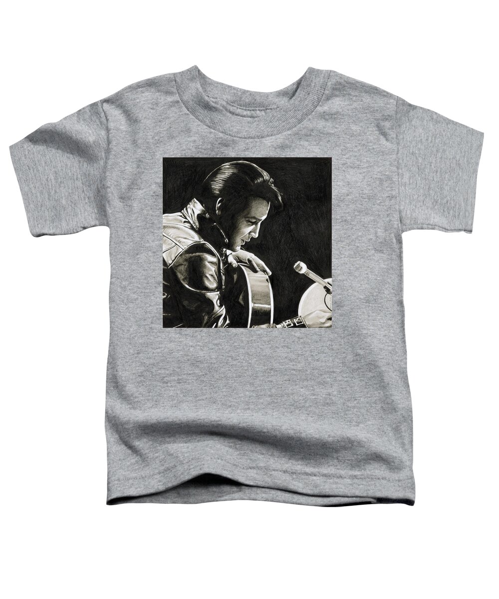 Drawing In My Elvis In Charcoal Series. I'm Trying To Make A Drawing Once A Week. Toddler T-Shirt featuring the drawing Elvis in Charcoal #193 by Rob De Vries
