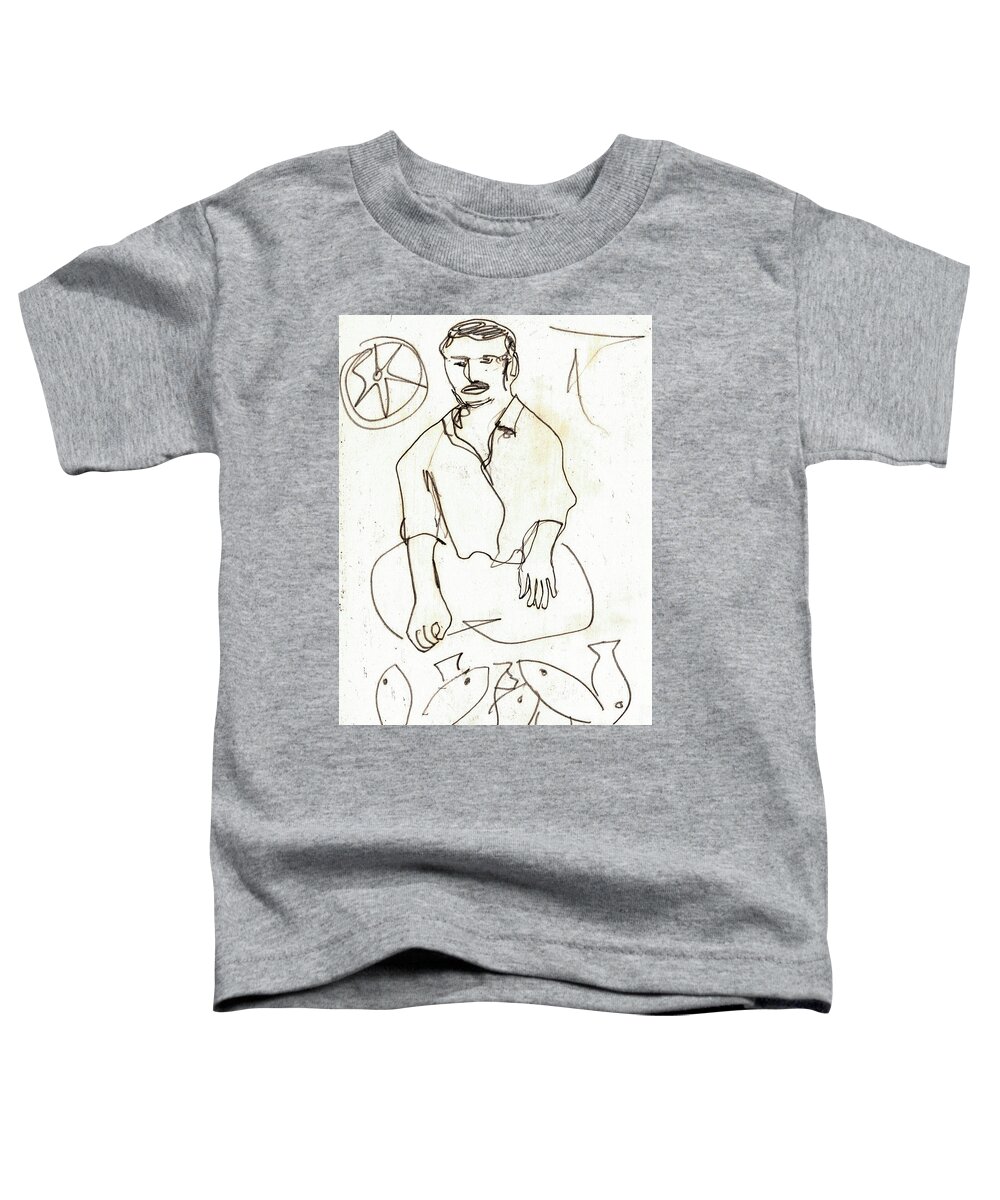 Pencil Toddler T-Shirt featuring the drawing Fish seller by Edgeworth Johnstone