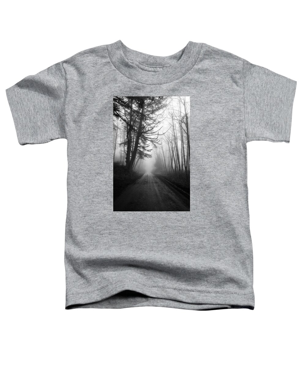 Black And White Toddler T-Shirt featuring the photograph Foggy Passage by Steven Clark