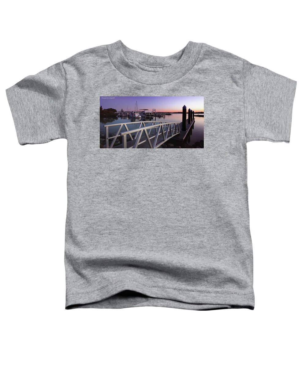 Forster Marina Sunset Nsw Australia Toddler T-Shirt featuring the digital art Forster Marina Sunset 72922 by Kevin Chippindall