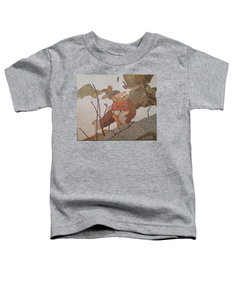Fox Toddler T-Shirt featuring the painting Fox Hunting in Snow by DLWhitson