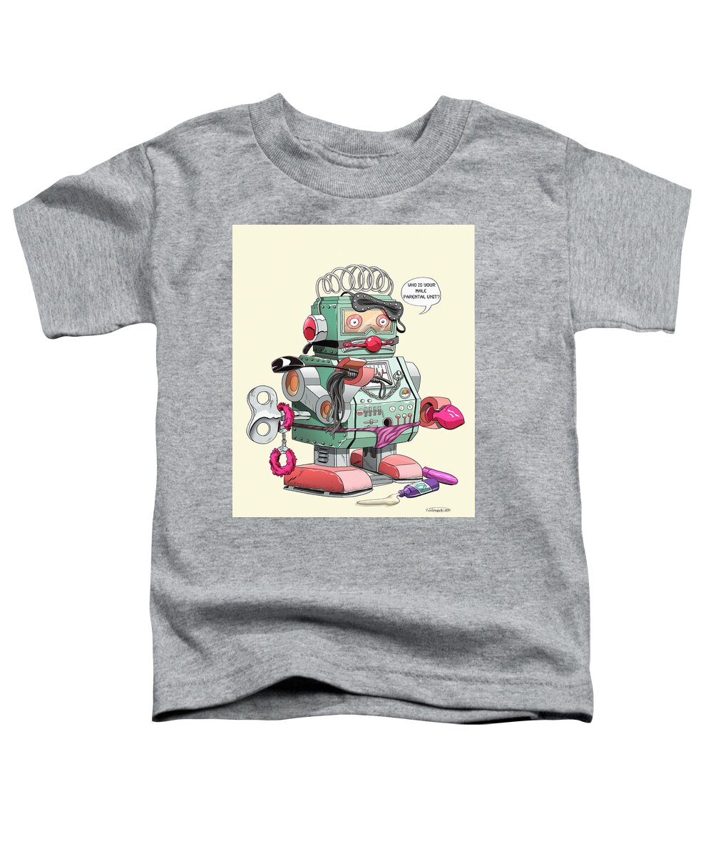 Robot Toddler T-Shirt featuring the digital art Freak Bot-69,000 by Kynn Peterkin