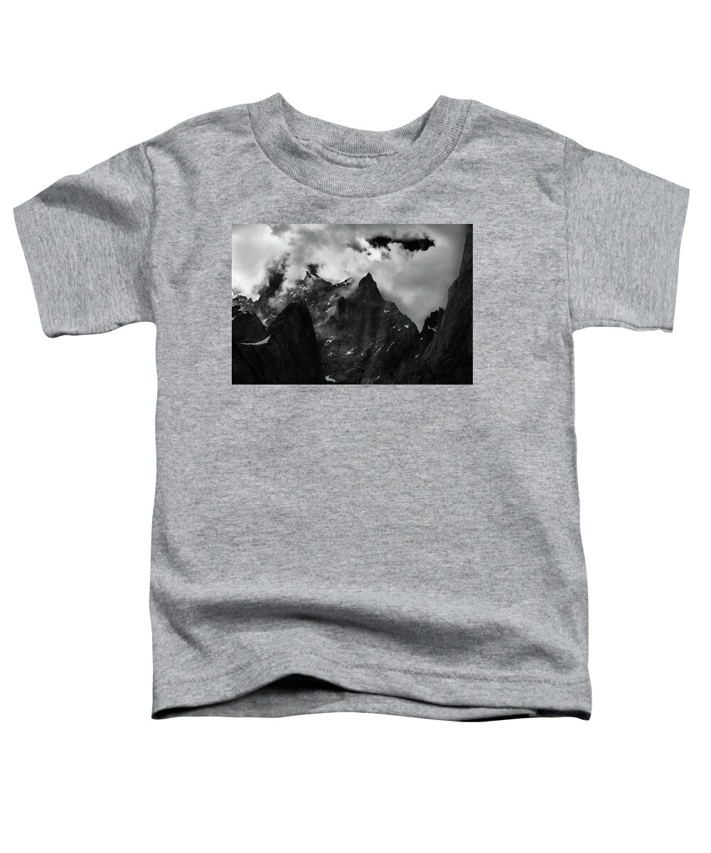 Black And White Toddler T-Shirt featuring the photograph French Alps Region by Jon Glaser