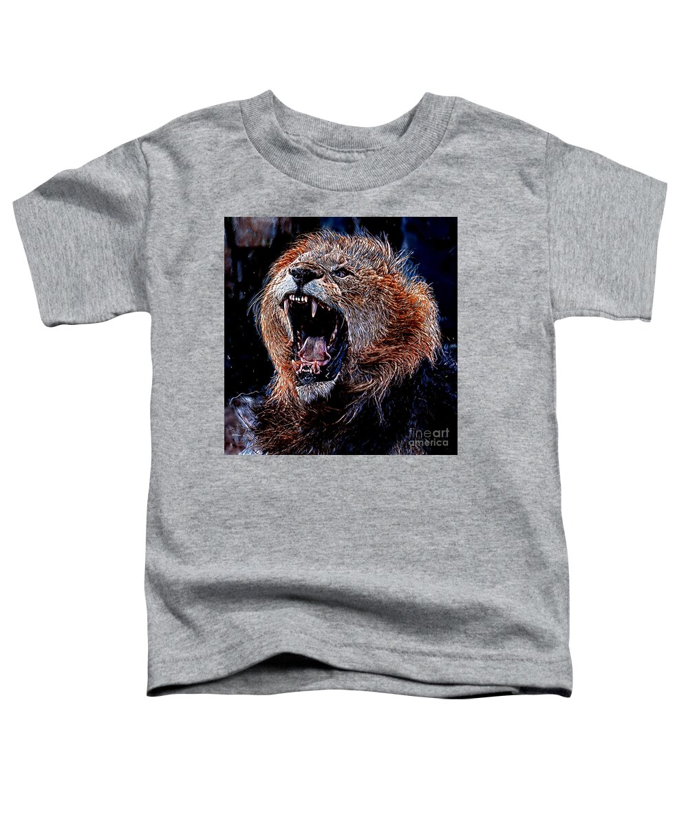 Lions Toddler T-Shirt featuring the mixed media Furious by DB Hayes