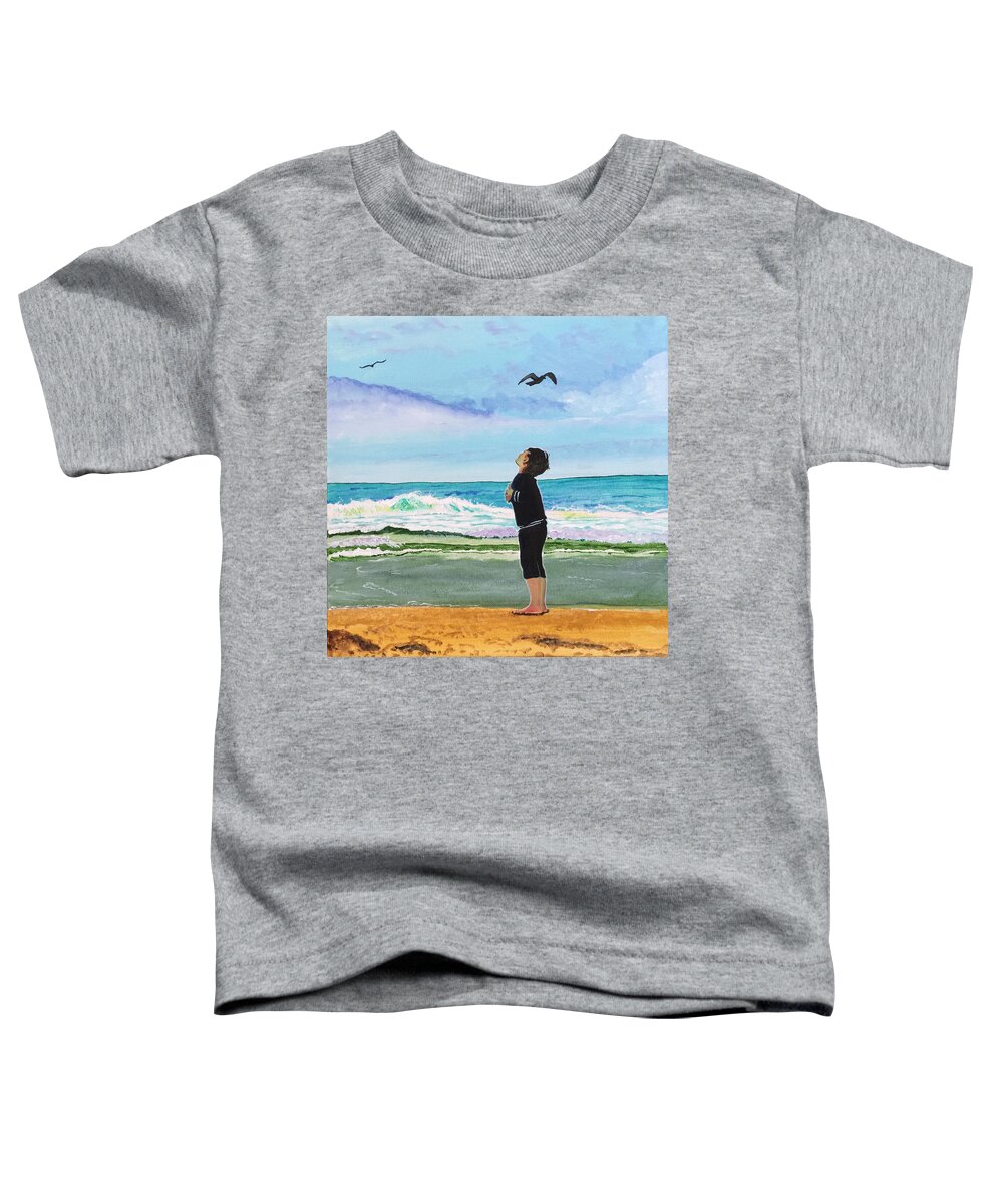 Beach Toddler T-Shirt featuring the painting Gazing at Gulls by Sonja Jones