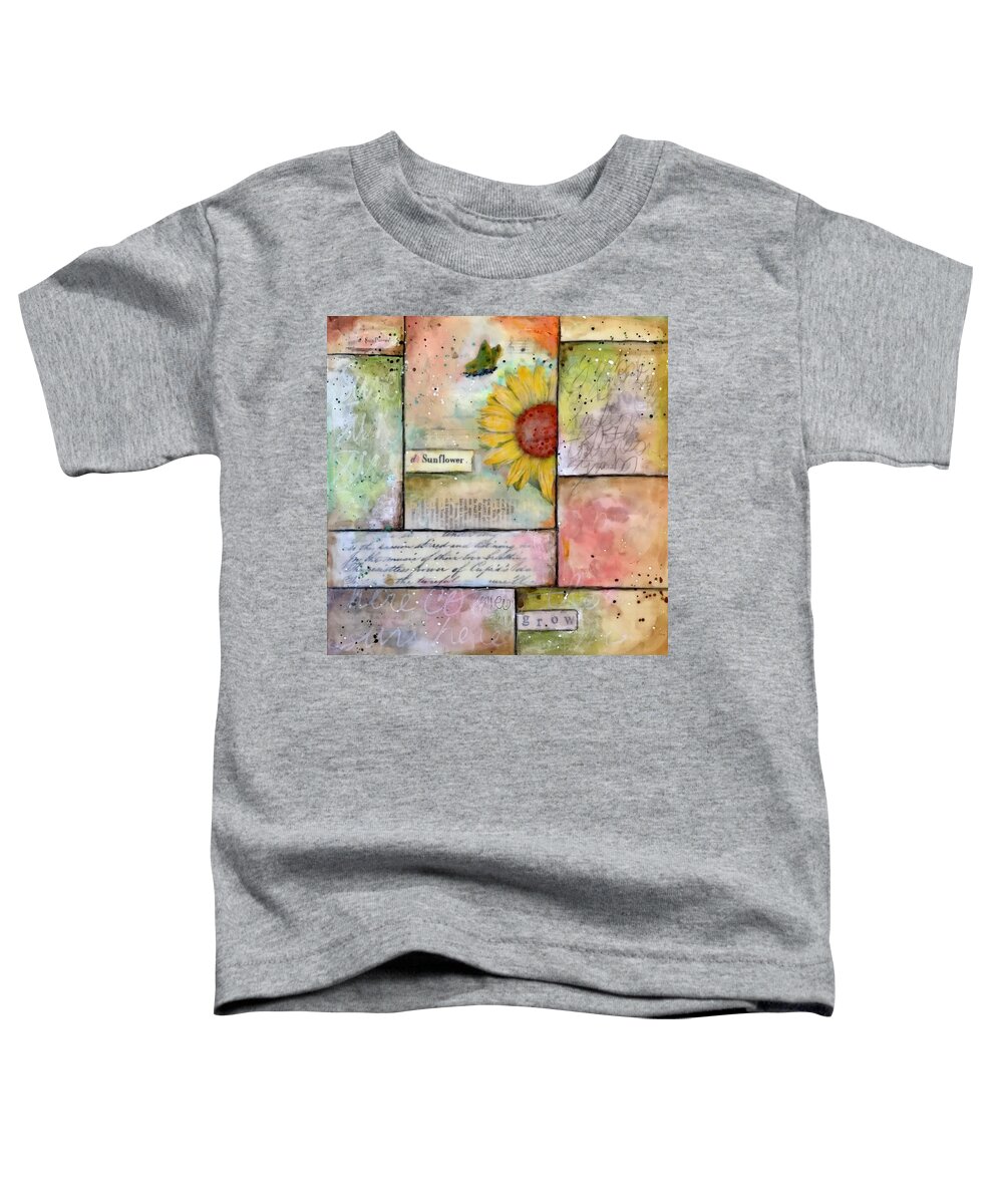 Sunflower Art Toddler T-Shirt featuring the painting Sunflower Art Wall Decor #1 by Diane Fujimoto