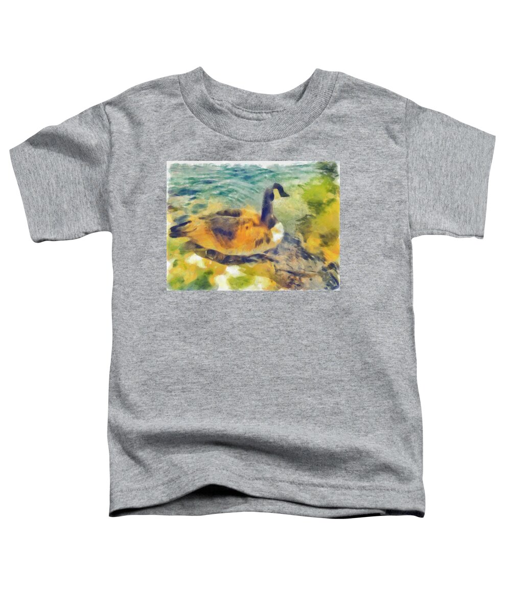 Bird Toddler T-Shirt featuring the digital art Goose by Bernie Sirelson