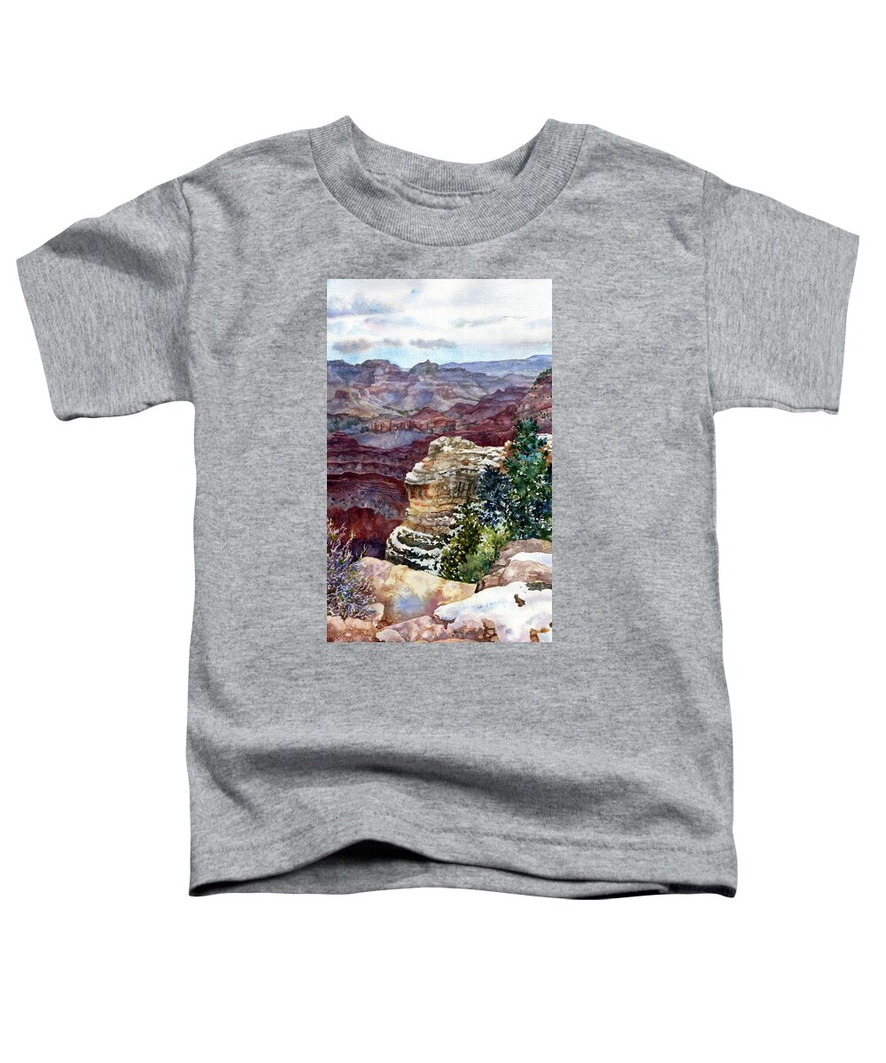 Grand Canyon Painting Toddler T-Shirt featuring the painting Grand Canyon Winter Day by Anne Gifford