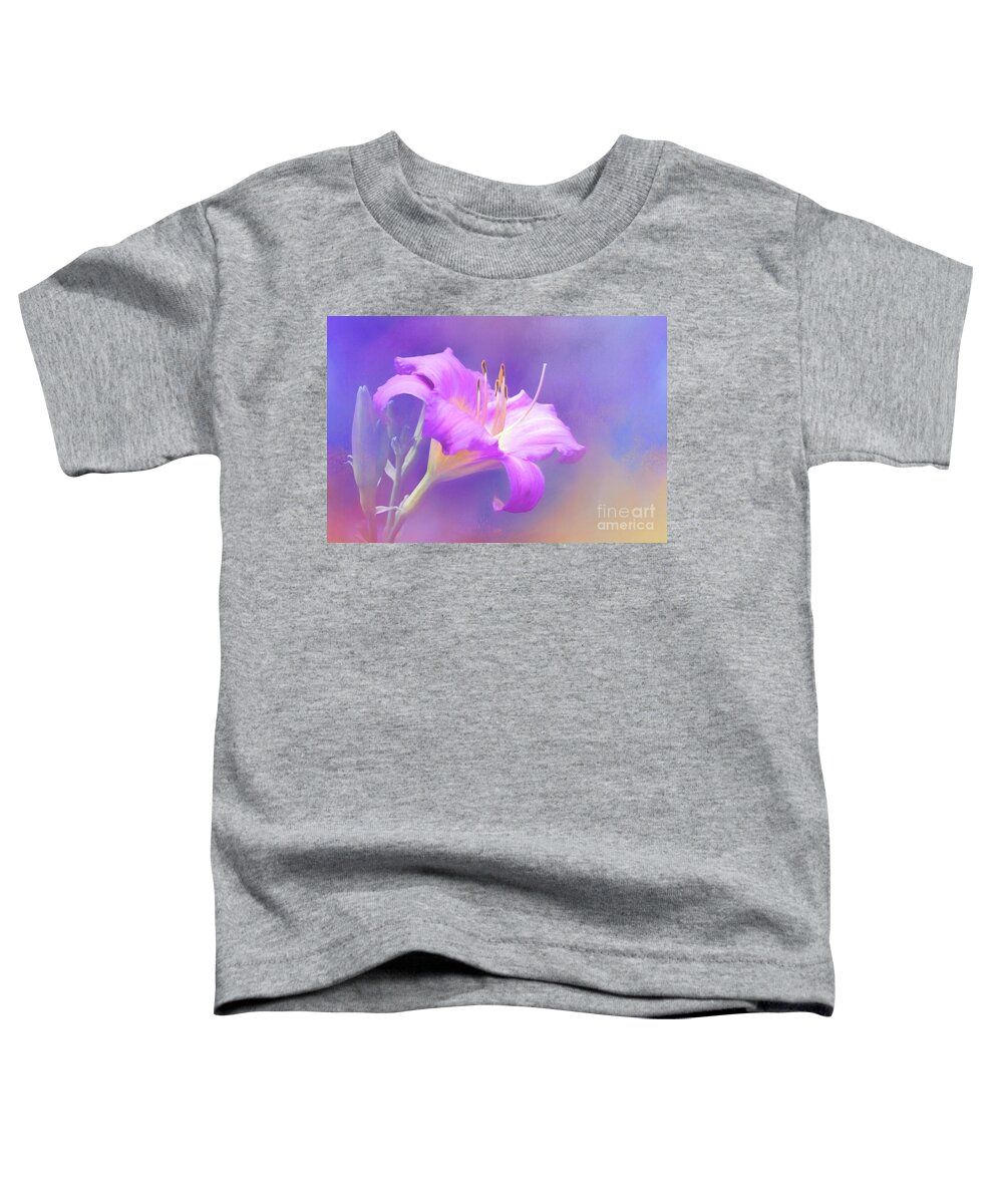 Daylily Toddler T-Shirt featuring the photograph Pretty in Pastel Little Grapette Daylily by Anita Pollak
