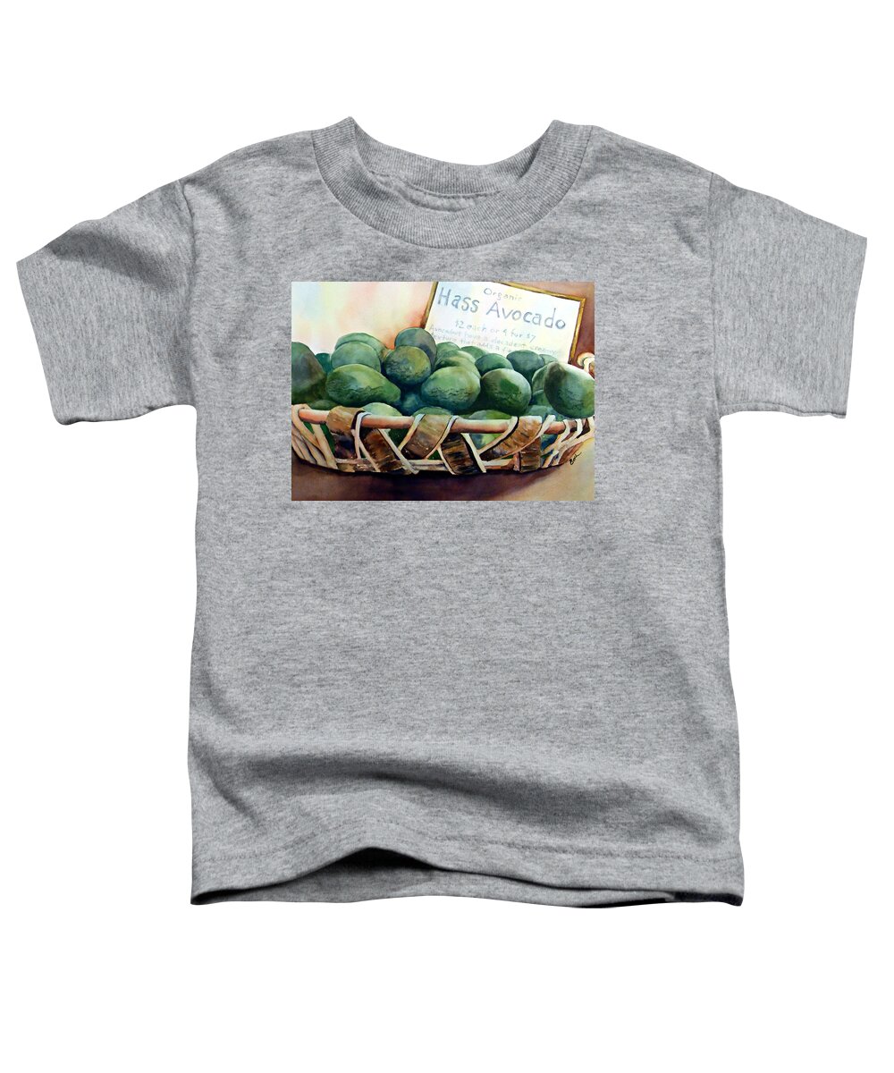 Avocado Toddler T-Shirt featuring the painting Guacamole Anyone? by Beth Fontenot