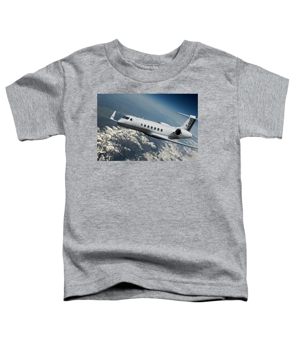 Gulfstream 550 Business Jet Toddler T-Shirt featuring the mixed media Gulfstream 550 Business Jet by Erik Simonsen