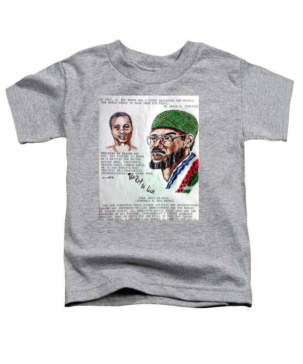 Black Art Toddler T-Shirt featuring the drawing H. Rap Brown featuring C-Note by Joedee
