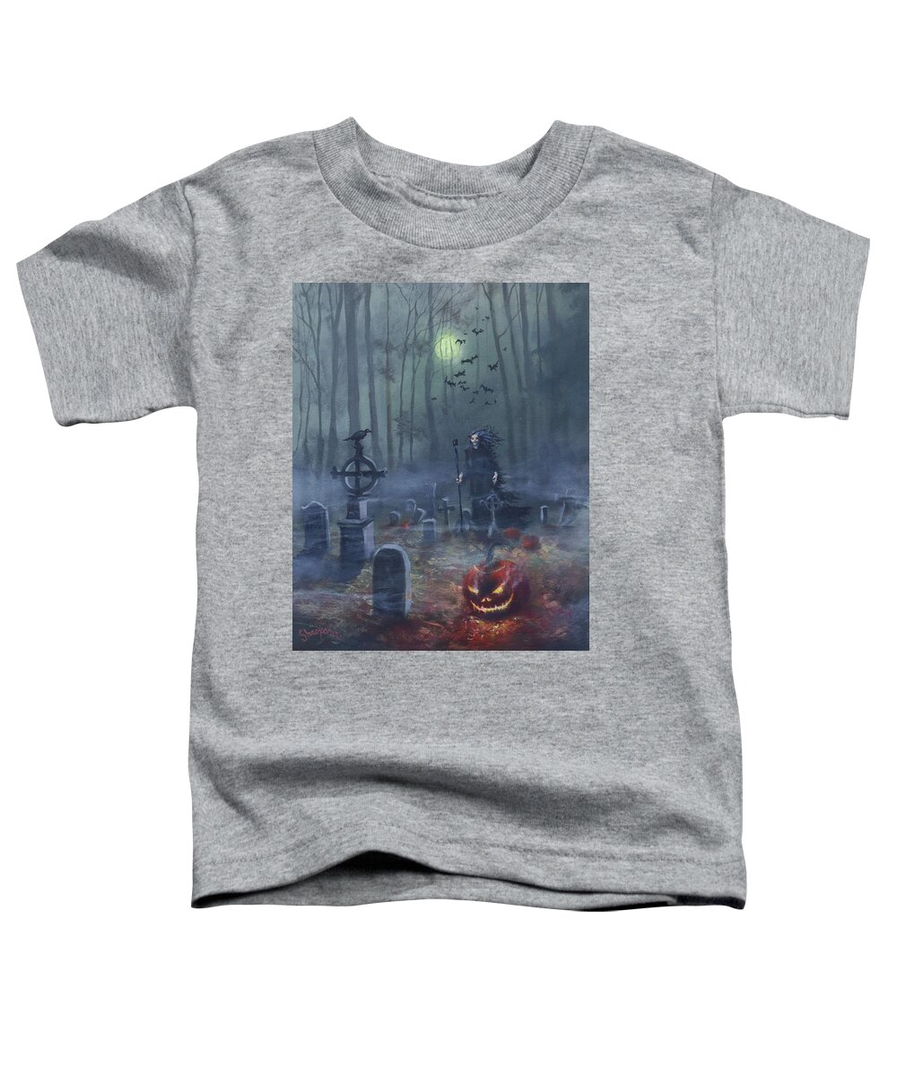 Halloween Toddler T-Shirt featuring the painting Halloween Night by Tom Shropshire