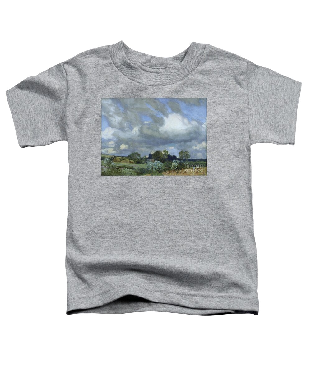 Farm Land Toddler T-Shirt featuring the painting Haymaking By George Clausen by George Clausen