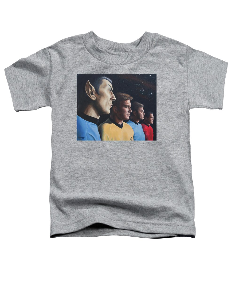 Star Trek Toddler T-Shirt featuring the painting Heroes of the Final Frontier by Kim Lockman