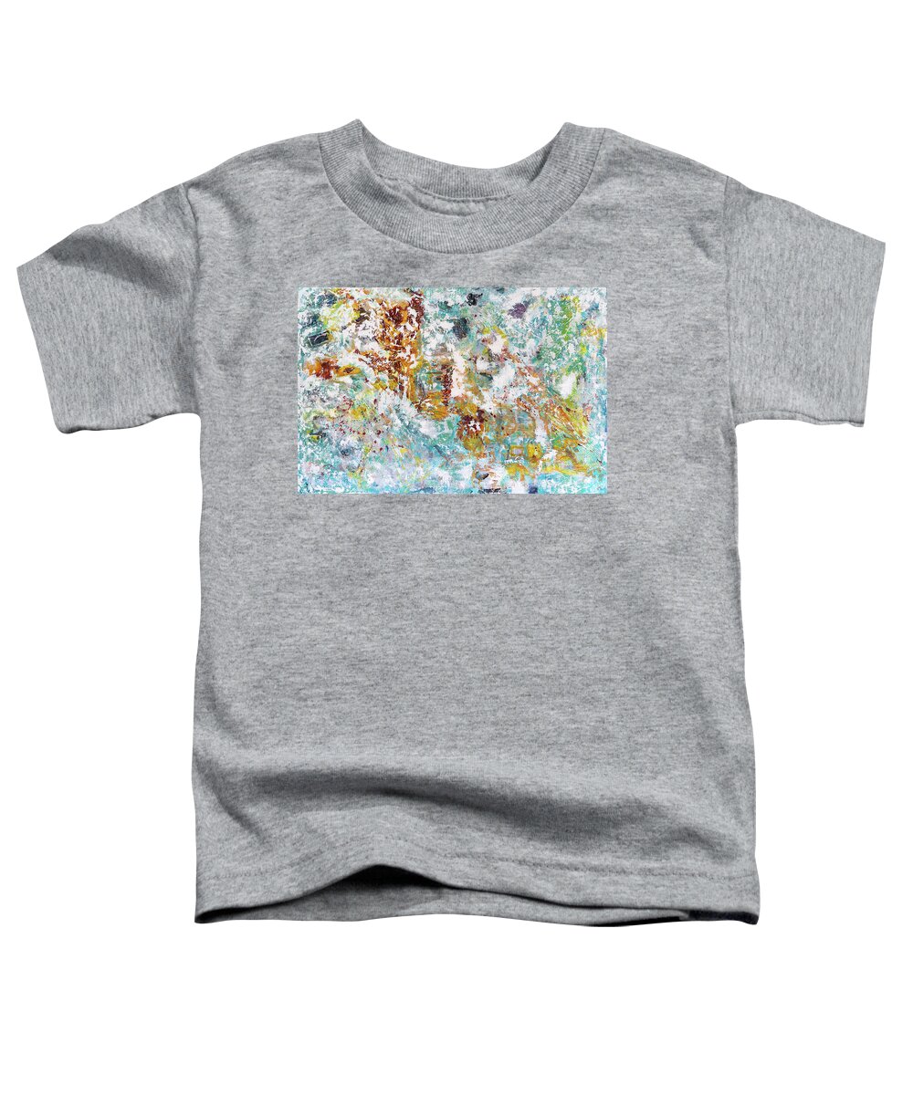 Blue Toddler T-Shirt featuring the painting Hidden Blue by Theresa Marie Johnson