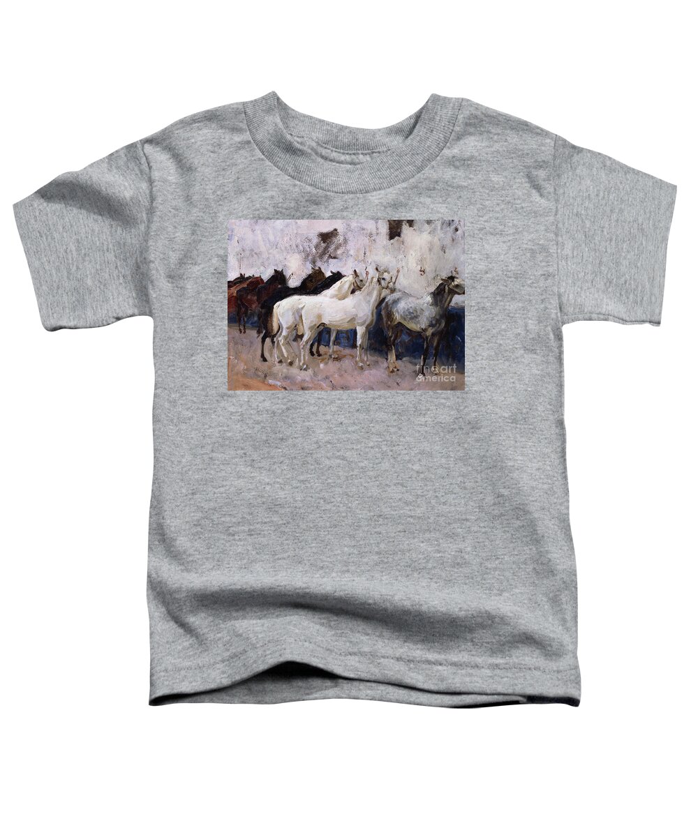 Horses At Palma Toddler T-Shirt featuring the painting Horses at Palma, Majorca, Spain, 1908 by John Singer Sargent