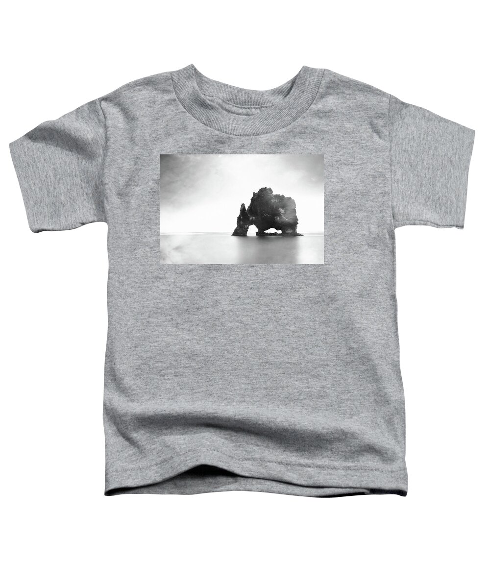 Hvitserkur In The Mist Toddler T-Shirt featuring the photograph Hvitserkur in the Mist by Susan Maxwell Schmidt