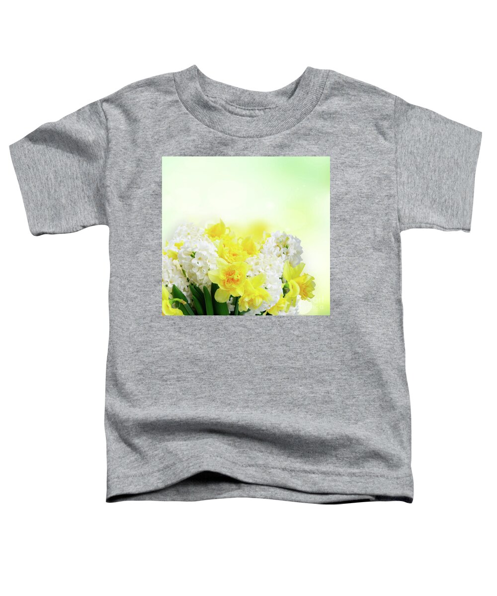 Hyacinth Toddler T-Shirt featuring the photograph Hyacinth and daffodils by Anastasy Yarmolovich