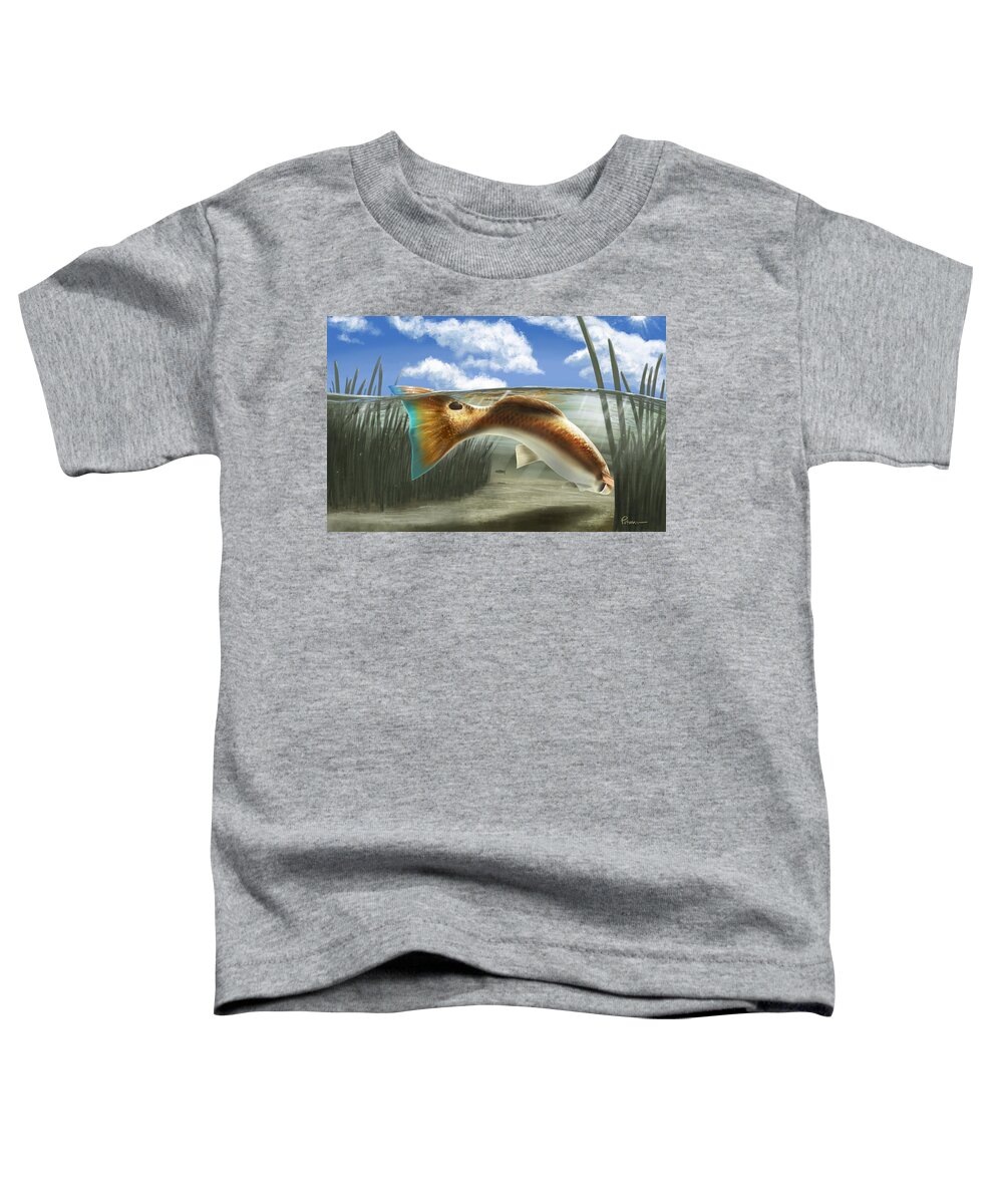 Redfish Toddler T-Shirt featuring the digital art In The Gut by Kevin Putman