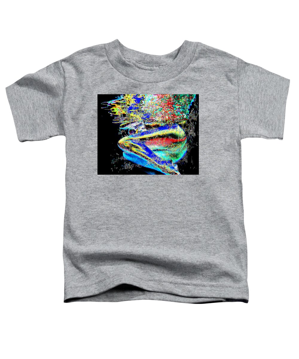 Underwater Toddler T-Shirt featuring the digital art Inside a swarm of bubbles by Leo Malboeuf