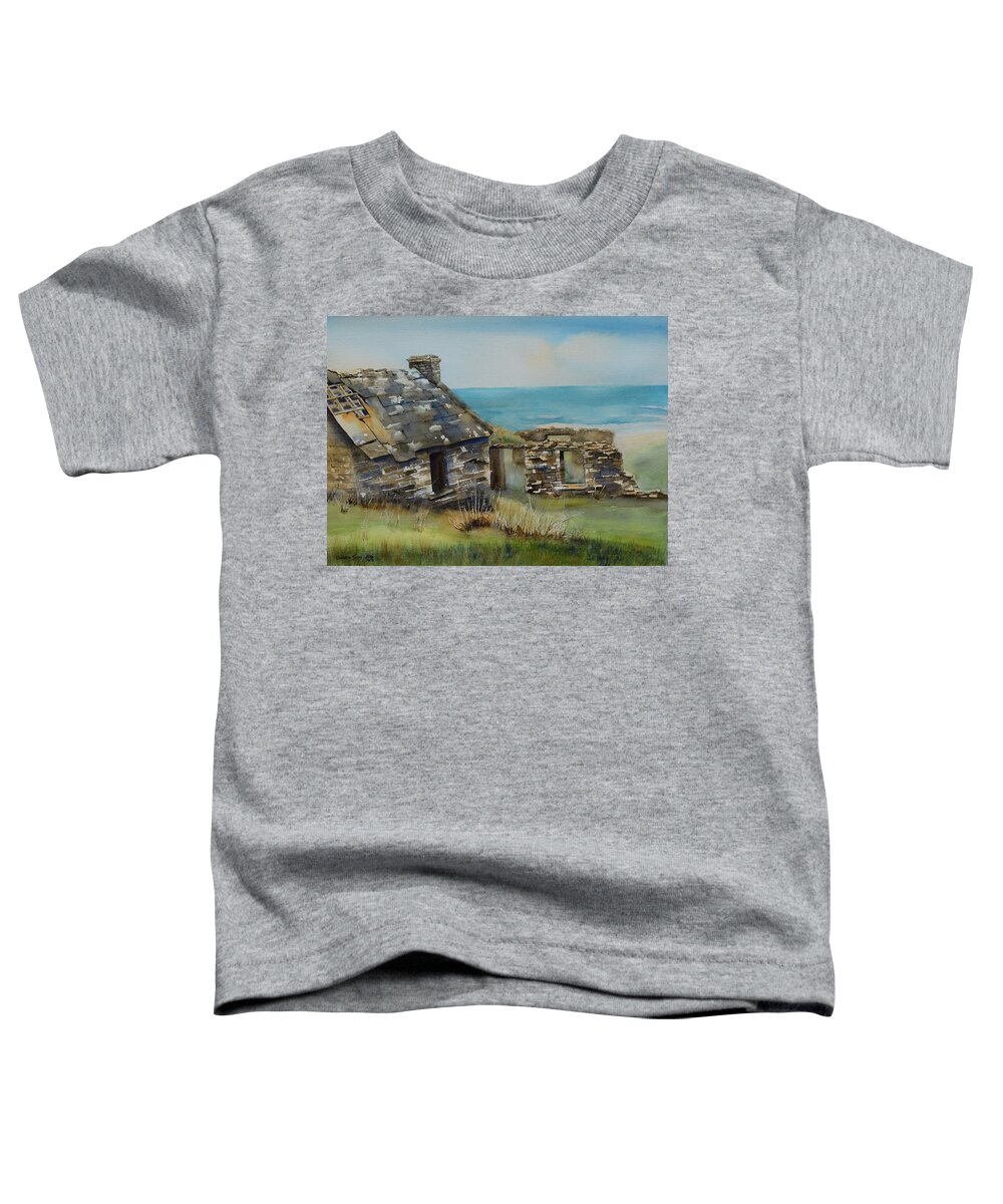 Irish Toddler T-Shirt featuring the painting Irish Cottage by the Sea by Celene Terry