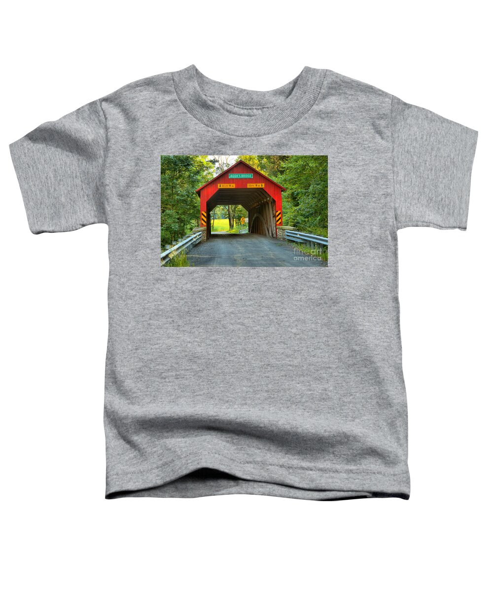 Books Covered Bridge Toddler T-Shirt featuring the photograph Jackson Township Books Covered Bridge by Adam Jewell