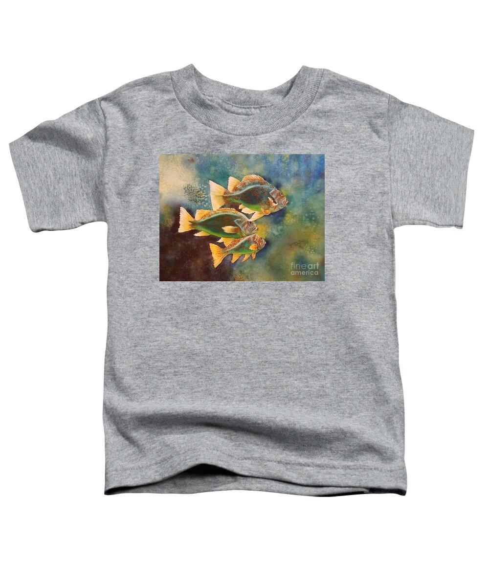 Rock Fish Toddler T-Shirt featuring the painting Just keep swimming by Lisa Debaets