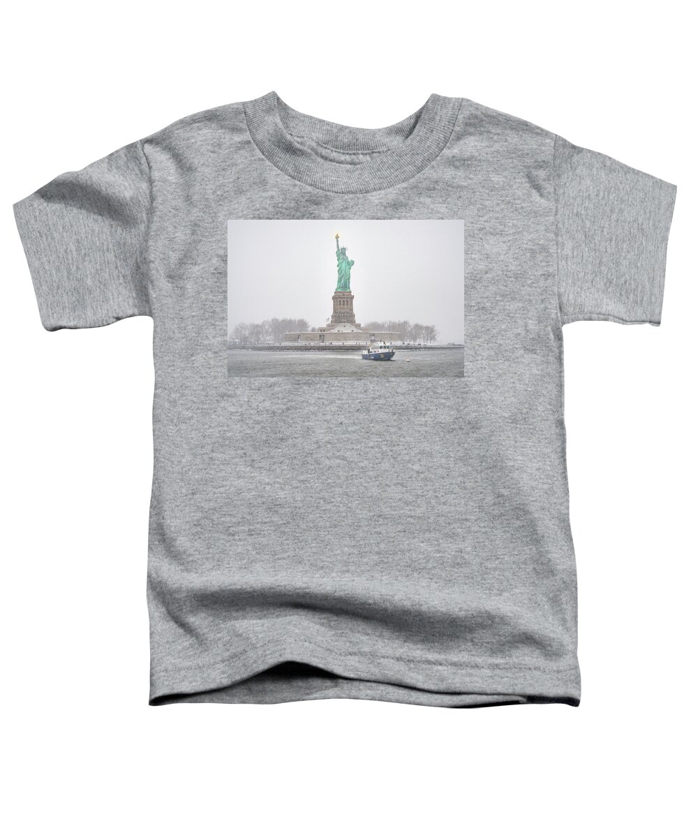 2017 Toddler T-Shirt featuring the photograph Lady Liberty Snowbound by Kenneth Everett