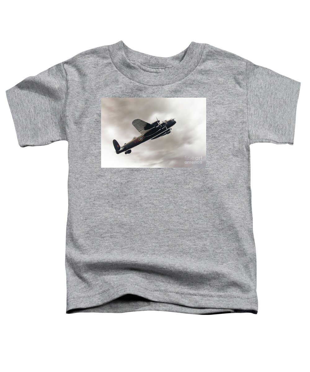 Aviation Toddler T-Shirt featuring the photograph Lancaster bomber close up fly past by Simon Bratt