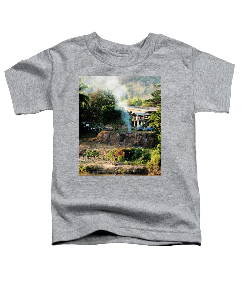 Fishing Toddler T-Shirt featuring the photograph Laos riverside scene by Jeremy Holton