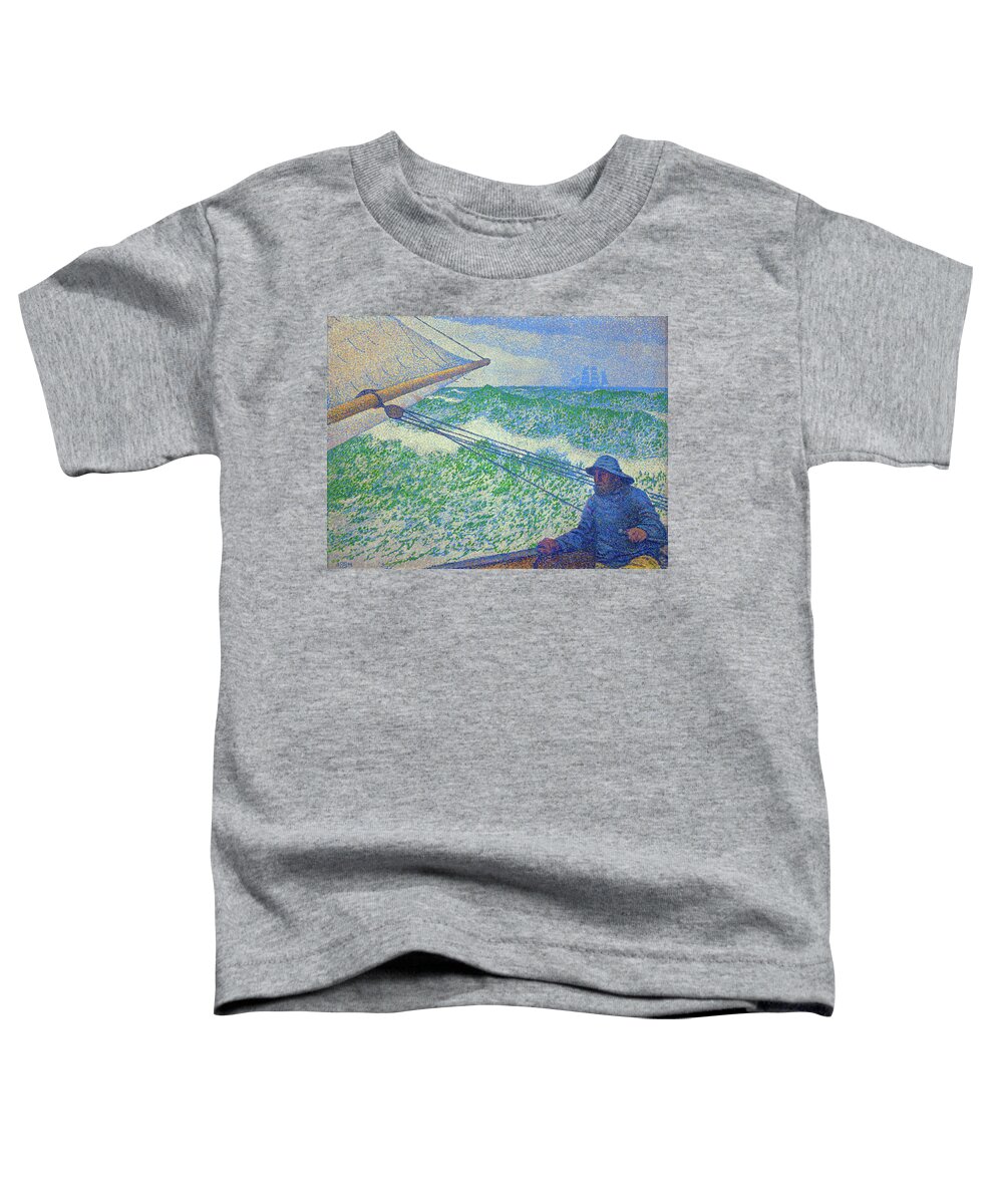 Theo Van Rysselberghe Toddler T-Shirt featuring the painting L'homme a la barre - Man at the helm. Canvas -1892- 60.2 x 80.3 cm R.F. 1976-79. by Theo van Rysselberghe -1862-1926-